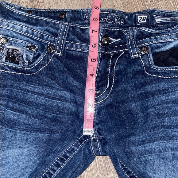 Miss Me Blue Denim Jeans bootcut jeans size 28 rhinestone embroidered embellish - Picture 8 of 10